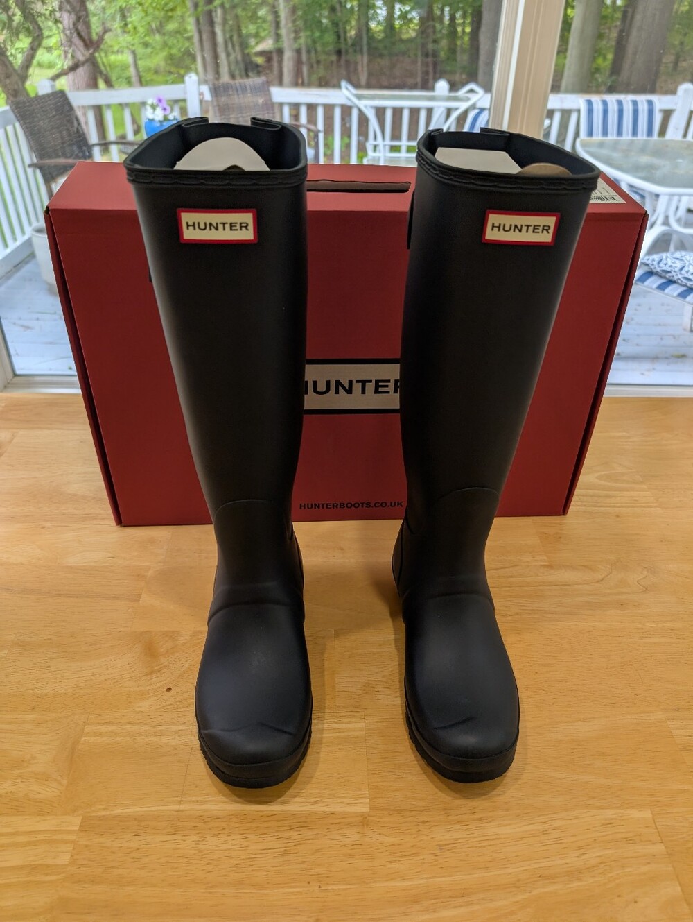 Hunter Dark Navy Tall Waterproof Rain Boots 8 Women's